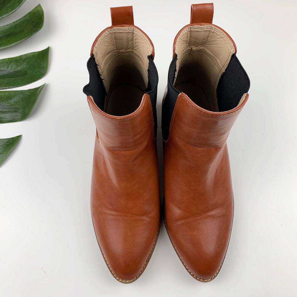 Arider Girl Heeled Chelsea Boots Brown Faux Leather Women's 6.5 - Picture 2 of 13